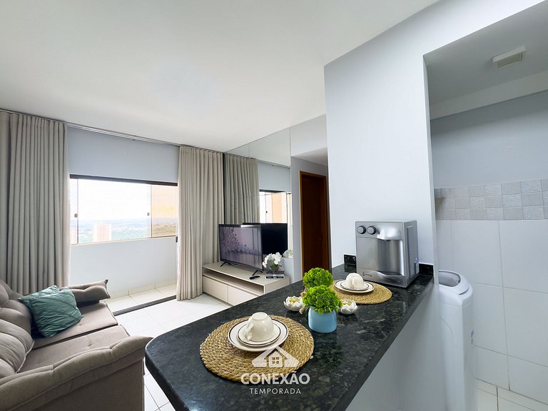 Seu lar no Setor Bueno: 2Q| Cond. c/piscina| Wi-Fi