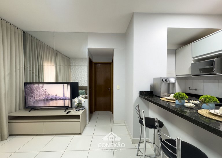Seu lar no Setor Bueno: 2Q| Cond. c/piscina| Wi-Fi