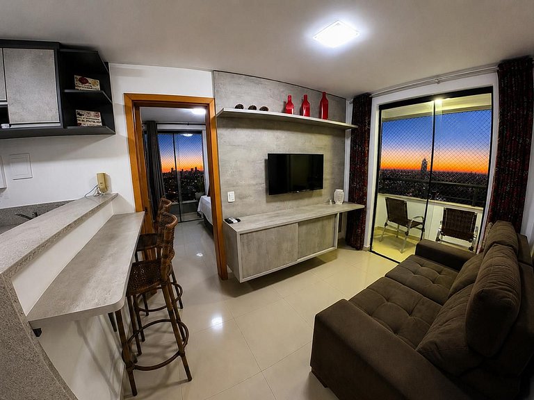 Ambiente contemporâneo com vista deslumbrante