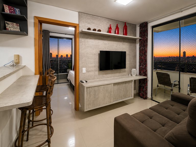 Ambiente contemporâneo com vista deslumbrante