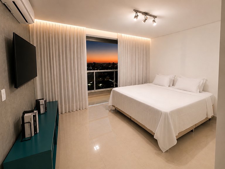 Vista Panorâmica | Cama king • Wi-Fi • Ar • Smart TV#1706