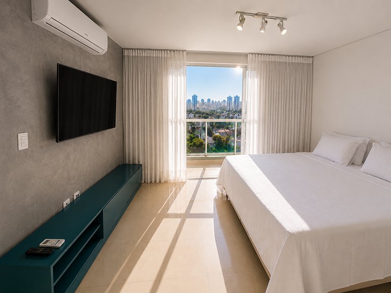 Vista Panorâmica | Cama king • Wi-Fi • Ar • Smart TV#1706