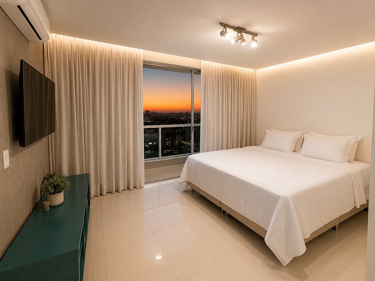 Vista Panorâmica | Cama king • Wi-Fi • Ar • Smart TV#1706