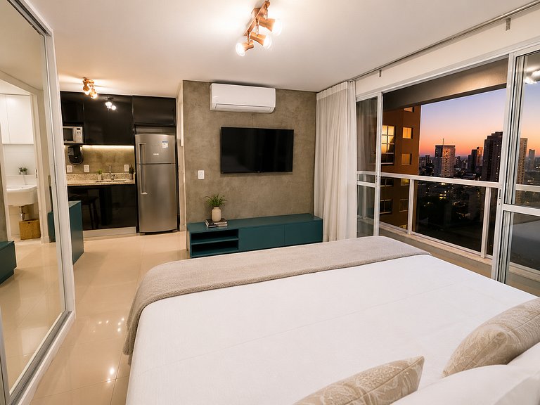 Vista Panorâmica | Cama king • Wi-Fi • Ar • Smart TV#1706