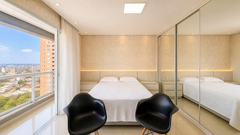Studio no Bueno | Andar Alto com Vista e garagem